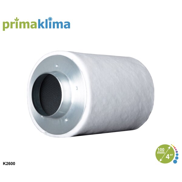 Prima Klima Aktivkohlefilter | Eco Line K2600-100 | max. 360 m³/h, opt. 240 m³/h | Ø 100 mm, L: 250 mm
