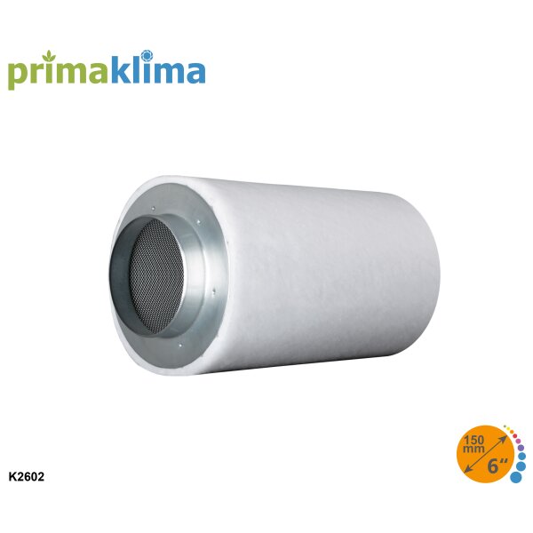 Prima Klima Aktivkohlefilter | Eco Line K2602-150 | max. 620 m³/h, opt. 475 m³/h | Ø 150 mm, L: 400 mm